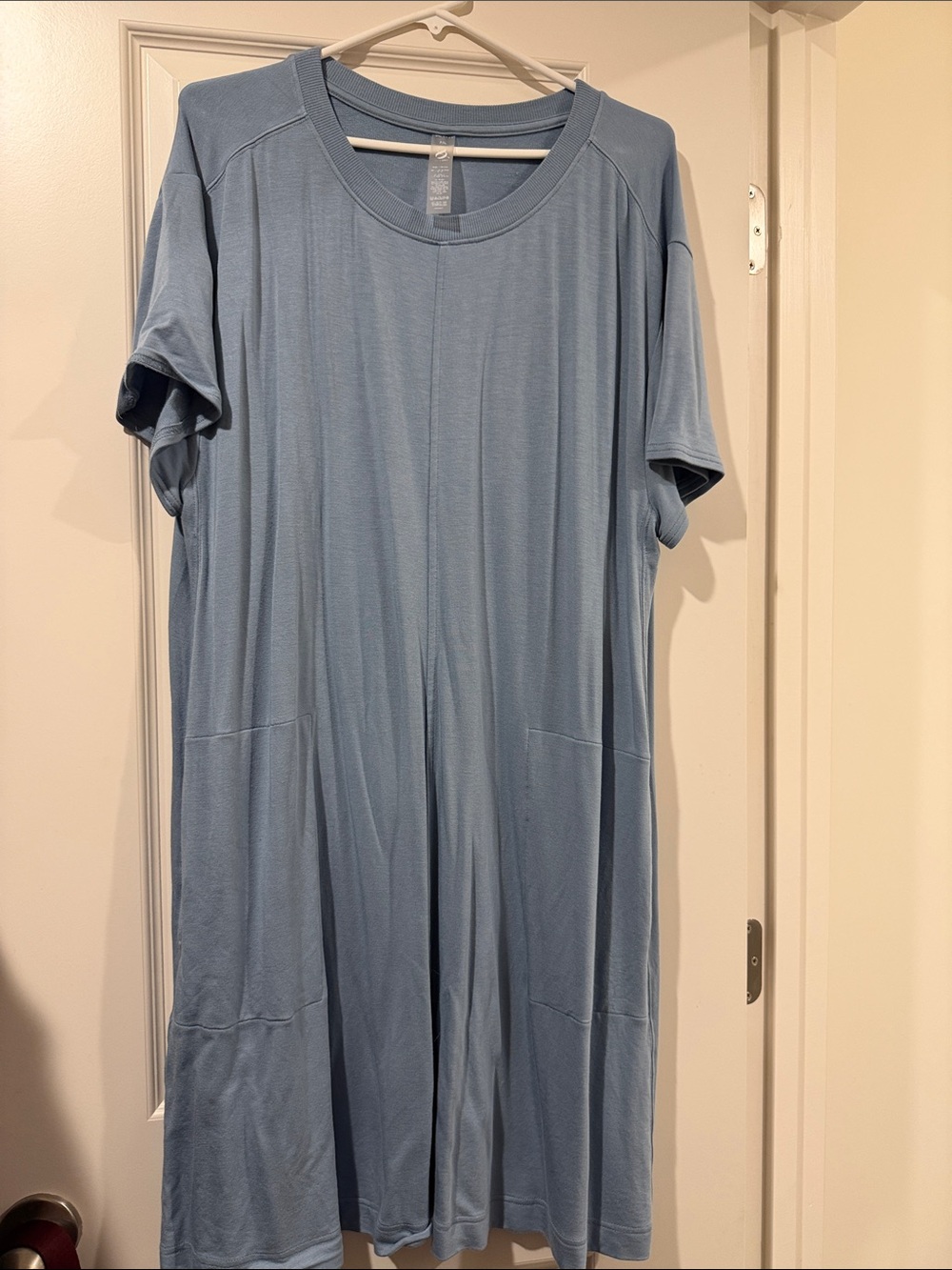 Women’s Asymmetrical Short-Sleeve Dress in Light Blue